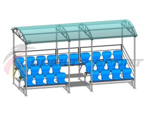Купить Трибуна для зрителей 3 ряда на 26 мест с навесом и перилами в Ейске 